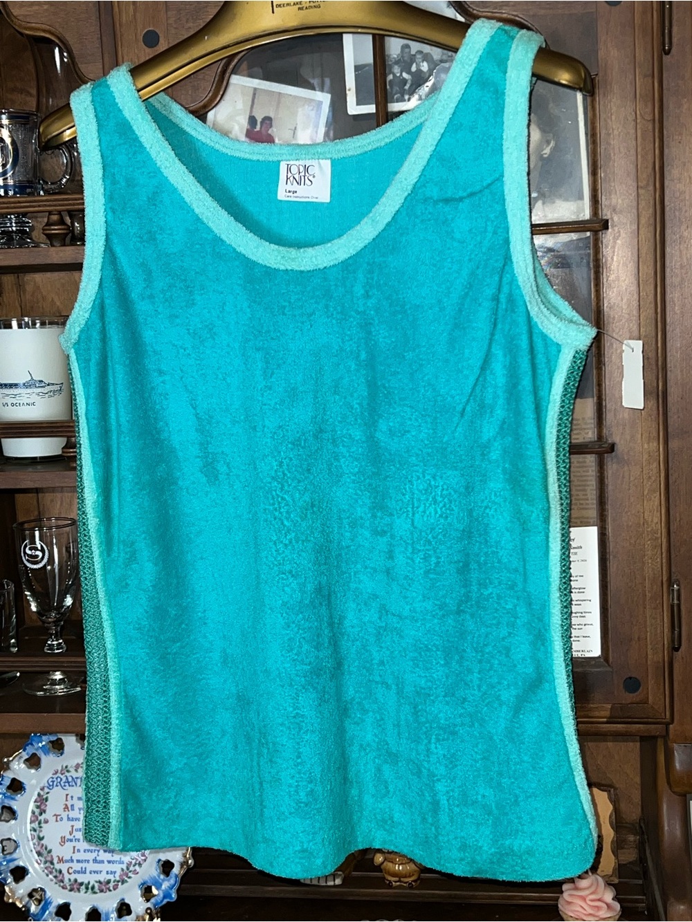 NWT VTG Topic Knits Terry Tank Top w/Mesh Sides Sz LG 1980s Boscov’s